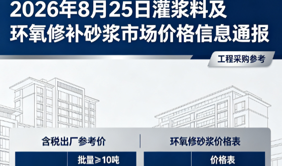 桥头镇2026年8月25日灌浆料及环氧修补砂浆市场价格信息通报